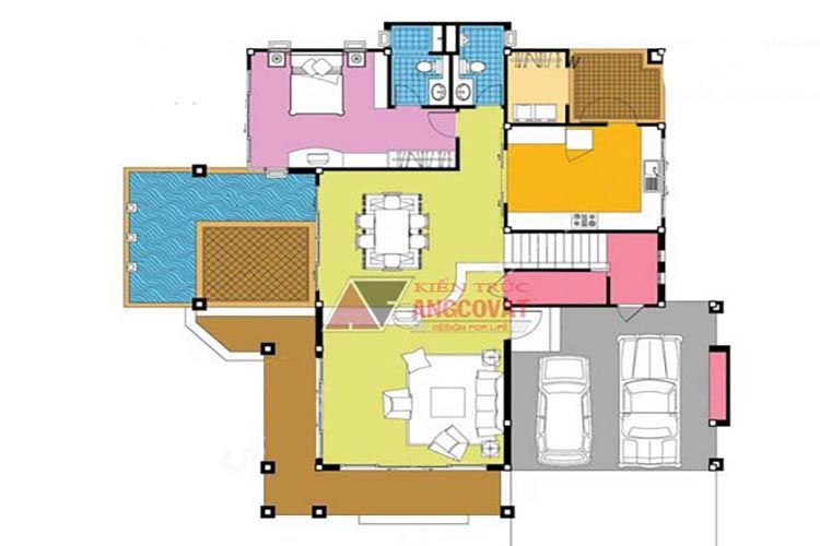 Bản thiết kế mặt bằng mái thái 2 tầng 3 phòng ngủ tại Thanh Hóa