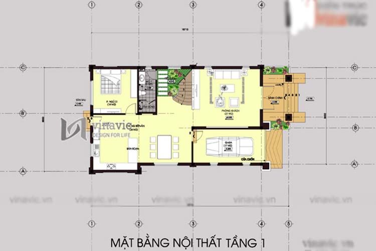 Bản thiết kế mặt bằng tầng 2 nhà mái thái 2 tầng 3 phòng ngủ với gam màu trắng