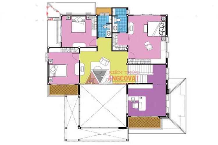 Mẫu thiết kế nhà mái thái 2 tầng 3 phòng ngủ với gam màu trắng sang trọng