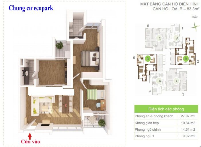 Thiết kế căn hộ Ecopark B 83.3m2