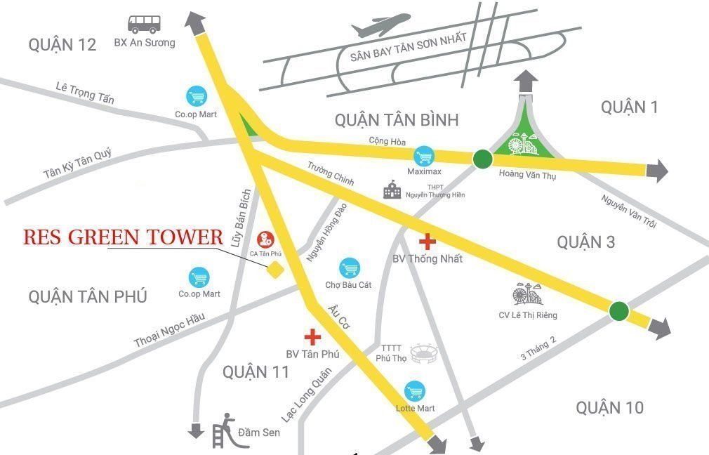 Vị trí dự án căn hộ Res Green Tower Tân Phú