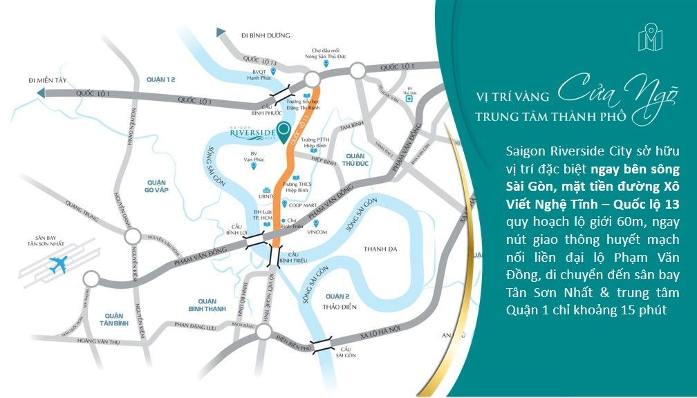 Saigon Riverside City sở hữu vị trí vàng cửa ngõ trung tâm