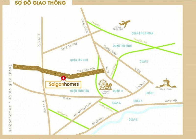 Sơ đồ giao thông của dự án Saigonhomes1