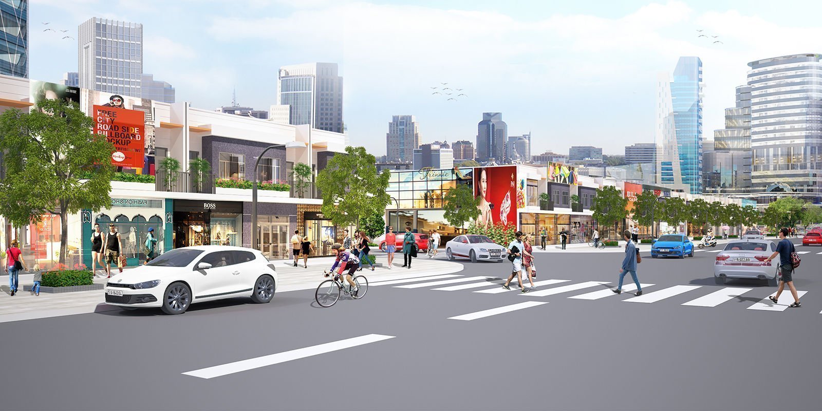Tiện ích hạ tầng hoàn thiện với hệ thống đường giao thông rộng rãi tại dự án Golden Mall