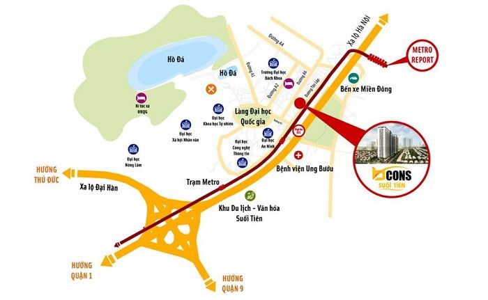 Vị trí chung cư Bcons Suối Tiên có kết nối giao thông thuận lợi