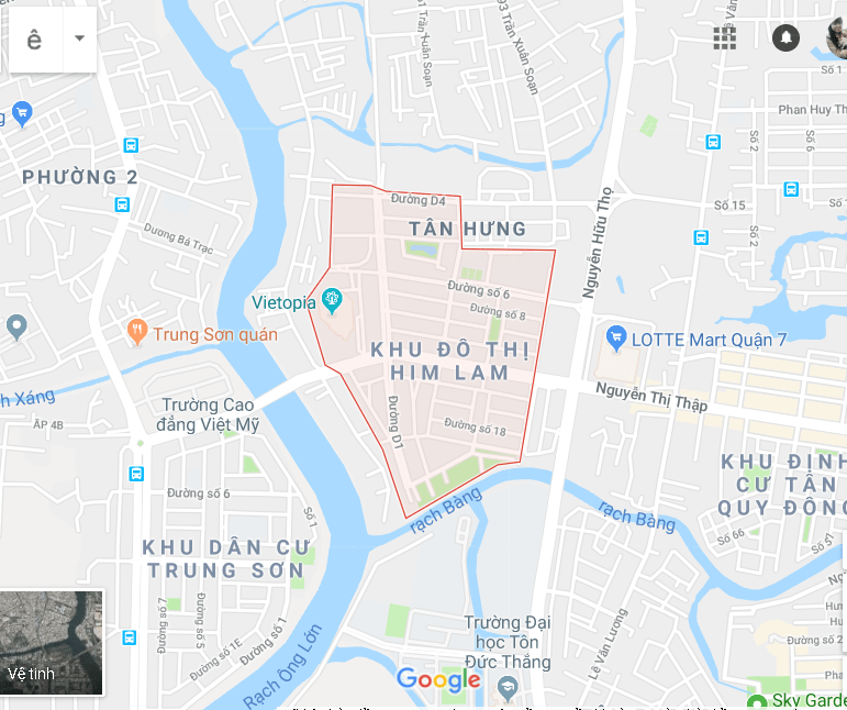 Vị trí dự án khu đô thị Him Lam Tân Hưng