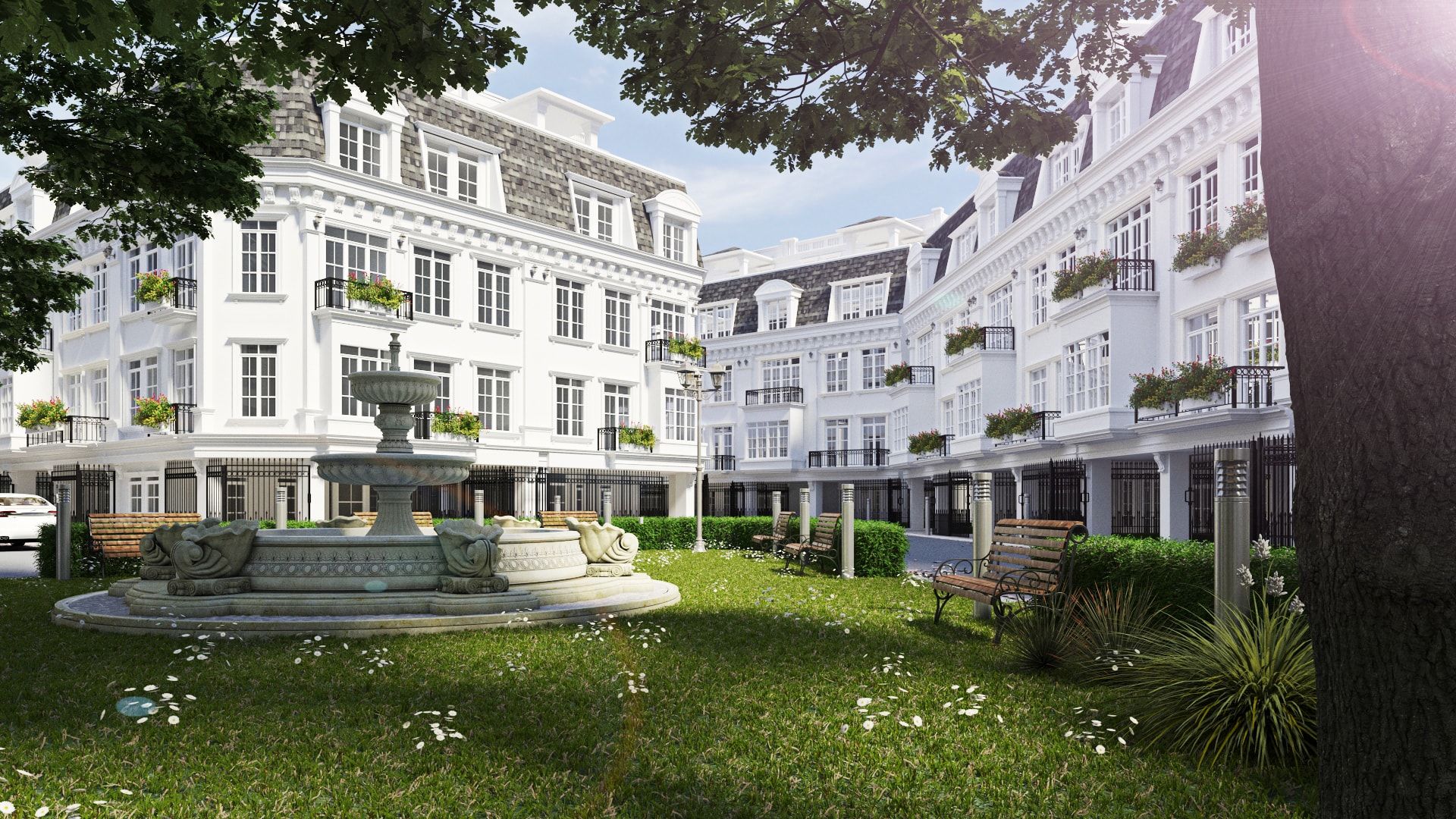 Vườn nội khu dự án nhà phố biệt thự Porte De Ville