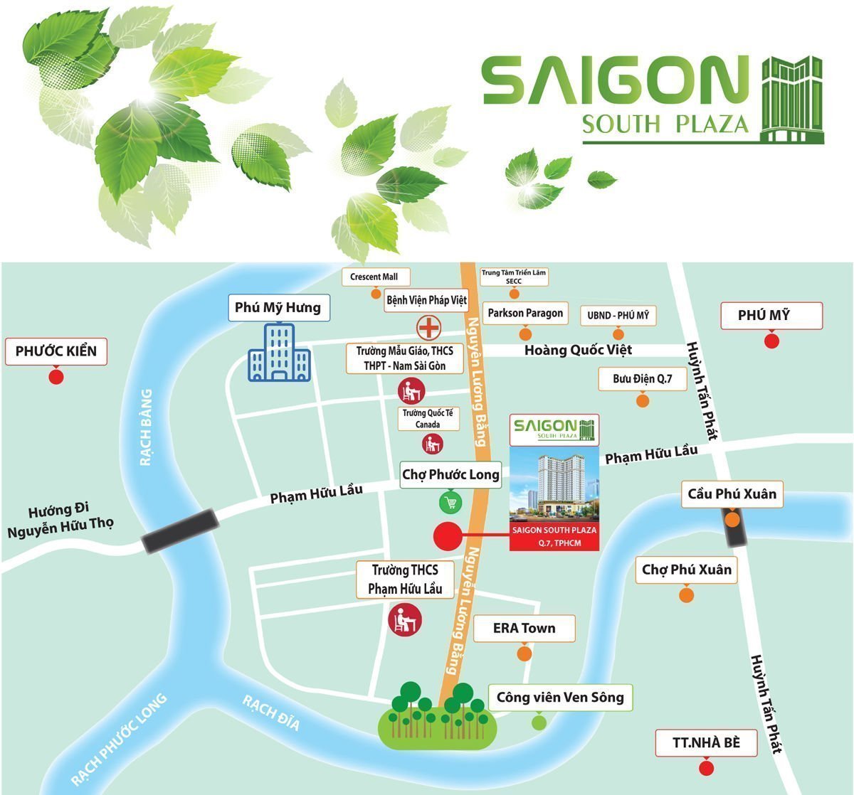 Chung cư Saigon South Plaza sở hữu vị trí vô cùng đắc địa ngay trung tâm