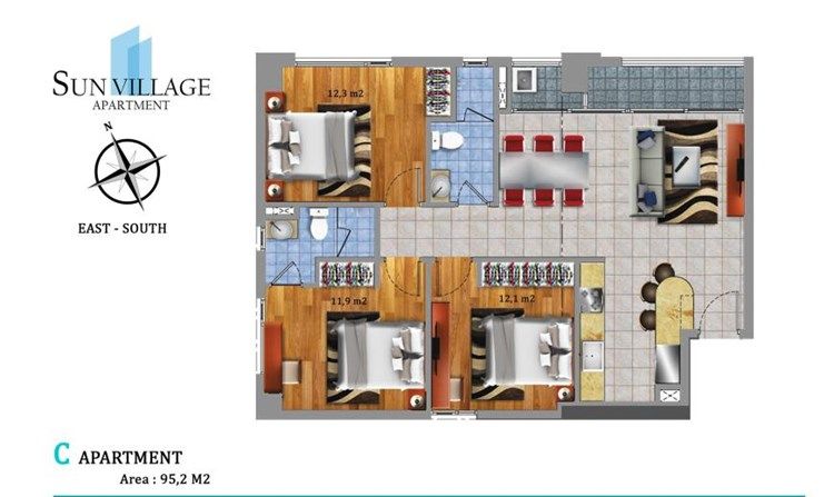Thiết kế căn hộ dự án Chung cư Sun Village Apartment