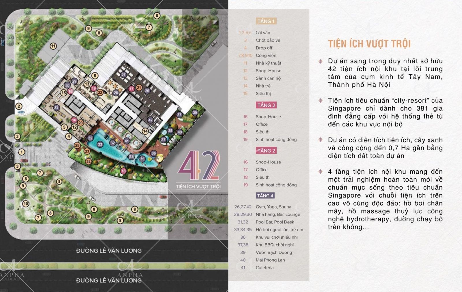 42 tiện ích vượt trội của dự án Chung cư Legend Park