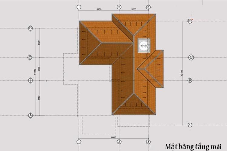 Bản vẽ mặt bằng tầng mái mẫu biệt thự 2 tầng đơn giản đẹp tại Hải Phòng