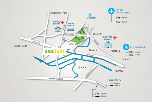 Chung cư Asa Light  sở hữu vị trí đắc địa 