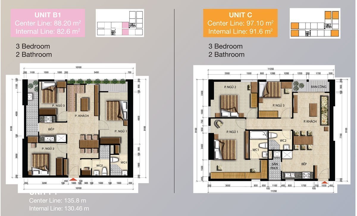 Mặt bằng thiết kế căn hộ điển hình dự án Chung cư Centana Thủ Thiêm