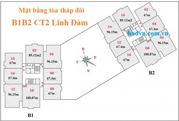 Mặt cắt thẳng đứng dự án Chung cư B1-B2 Tây Nam Linh Đàm