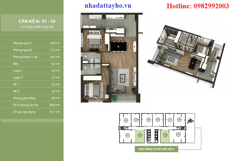 Mẫu căn hộ dự án Chung cư N03-T2 Ngoại Giao Đoàn