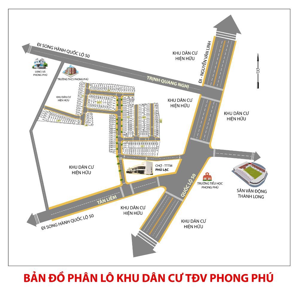 Phối cảnh phân lô dự án TĐV Phong Phú