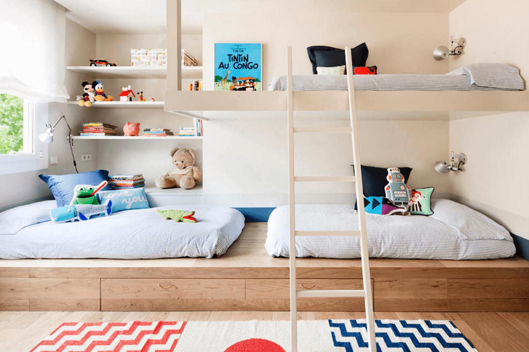 Giường tầng kết hợp phòng học trong phòng ngủ cho con gái đẹp và tiện lợi
