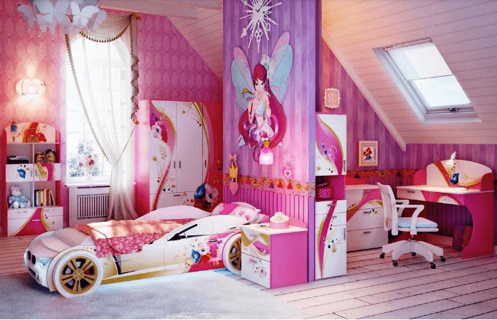 Thêm sắc màu vào phòng ngủ của bé gái bằng cách trang trí theo phong cách mà bé yêu thích. Với những ý tưởng trang trí tuyệt vời, bạn sẽ tìm thấy đúng phong cách thiết kế cho phòng ngủ của bé. Hãy xem ảnh để nhận được những ý tưởng tuyệt vời cho phòng ngủ của cô bé.