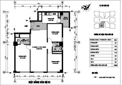 Thiết kế căn hộ điển hình dự án Chung cư N03-T1 Ngoại Giao Đoàn
