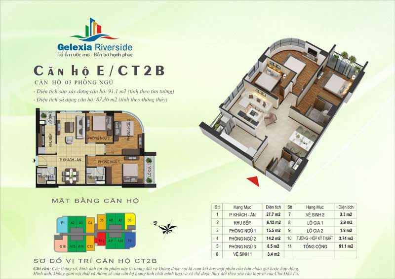 Thiết kế mẫu căn hộ điển hình dự án Chung cư Gelexia Riverside