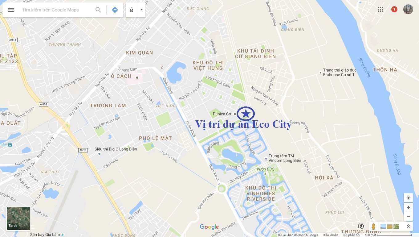 Vị trí dự án Eco City Việt Hưng 
