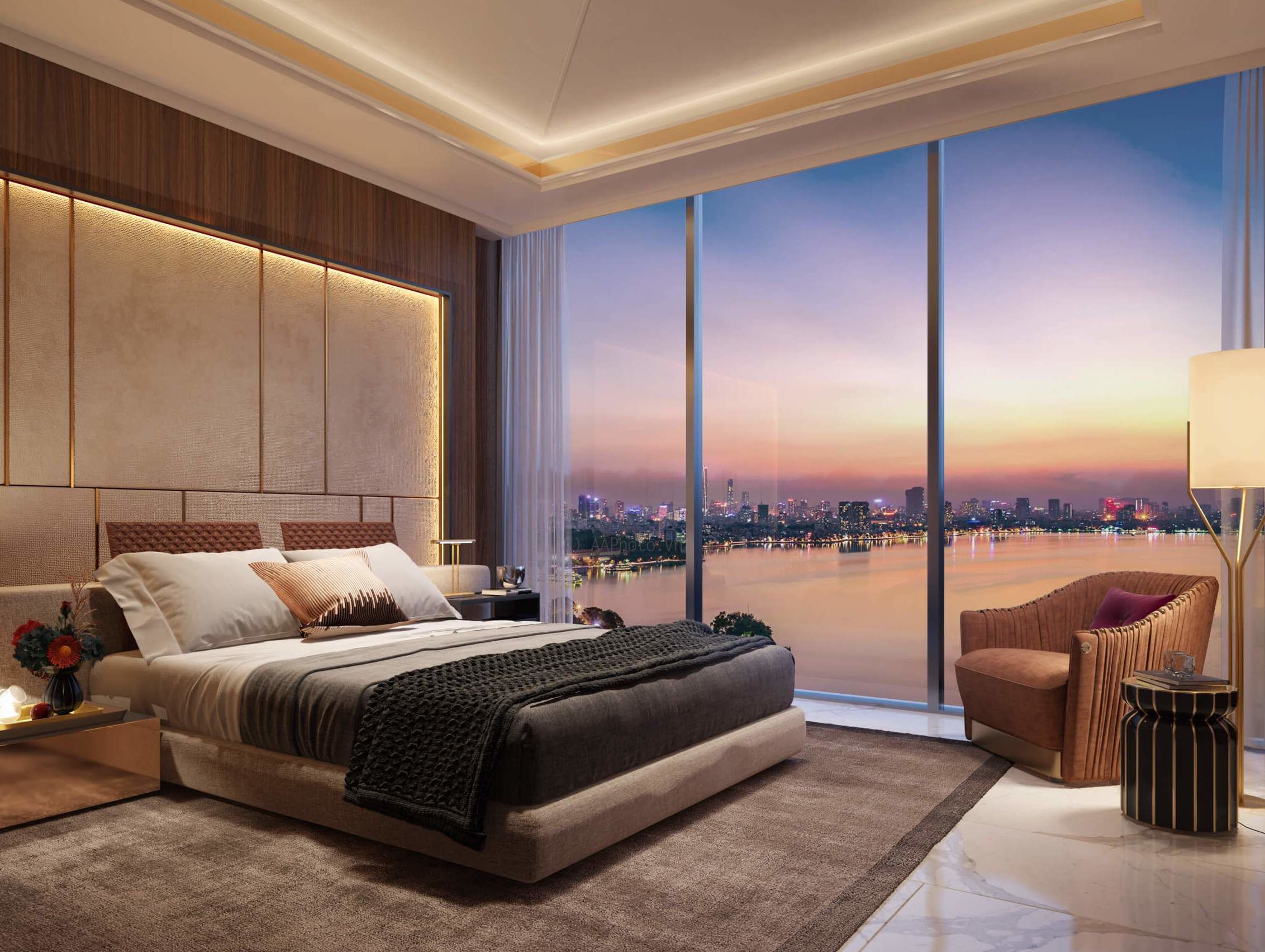 View phòng ngủ tại căn hộ Sun Grand City Ancora Lương Yên