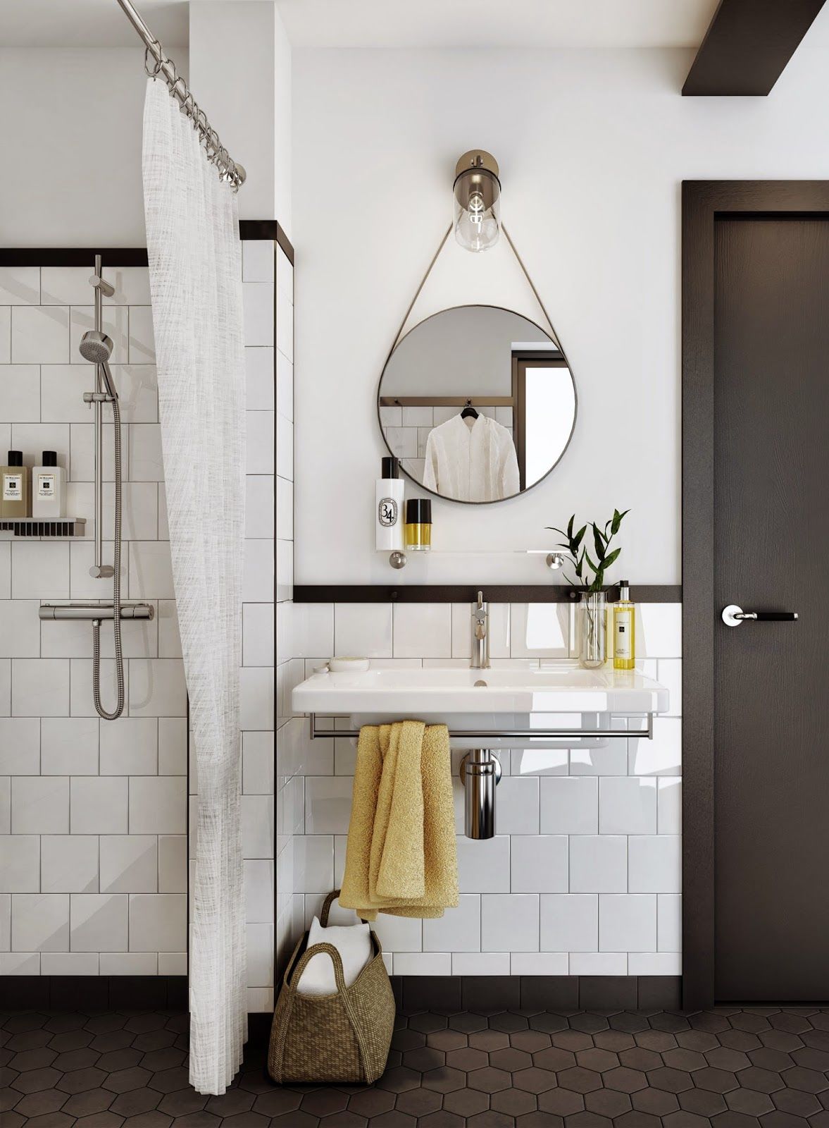Gương treo hình tròn mang lại không gian hiện đại, tinh tế cho phòng tắm