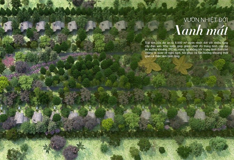 Mảng xanh rộng lớn bao phủ toàn dự án Perolas Villas Resort