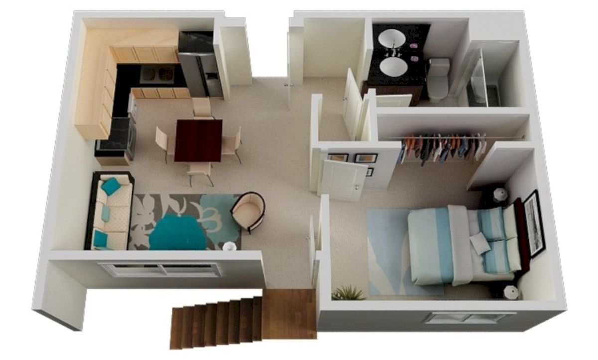 Top 20 mẫu thiết kế căn hộ nhà chung cư 1 phòng ngủ đẹp sang trọng
