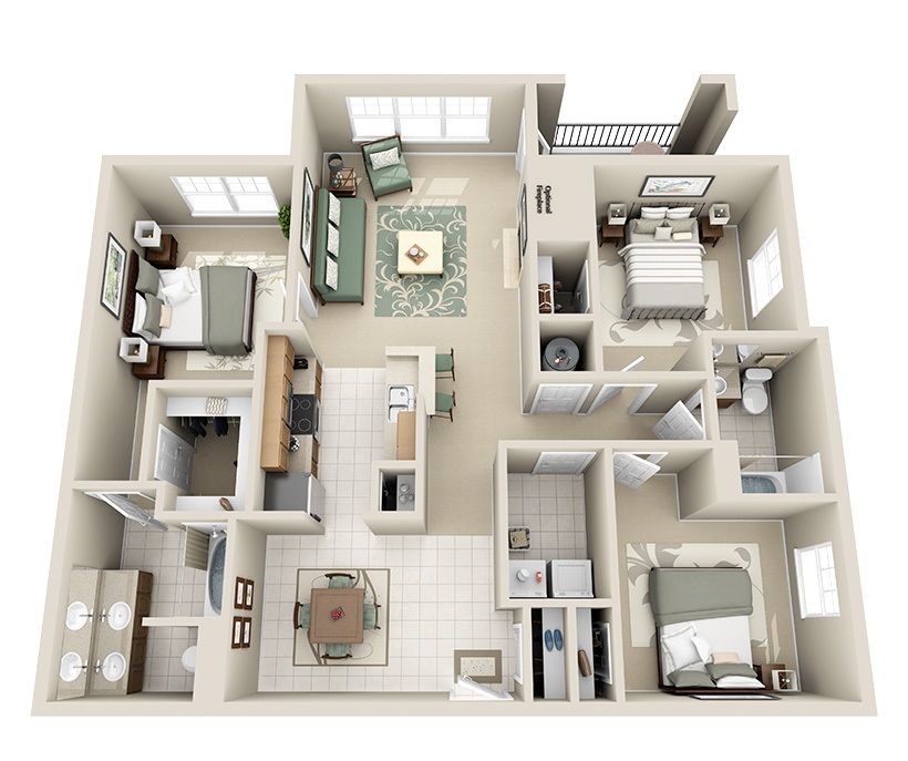 Đa dạng hóa thiết kế căn hộ 90m2 3 phòng ngủ