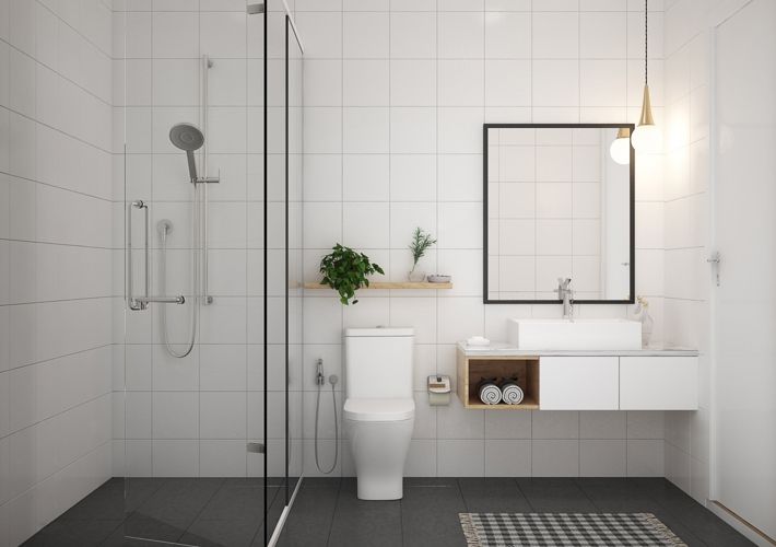Mẫu thiết kế phòng tắm nhà vệ sinh có gương soi siêu đẹp