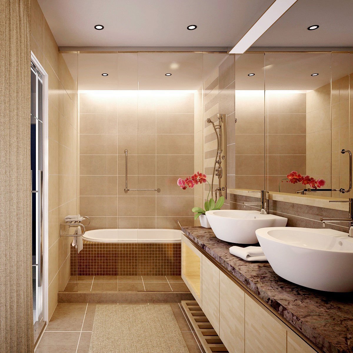Phòng tắm nhỏ 3m2 sử dụng hài hòa với kiểu bồn tắm nhỏ tinh tế