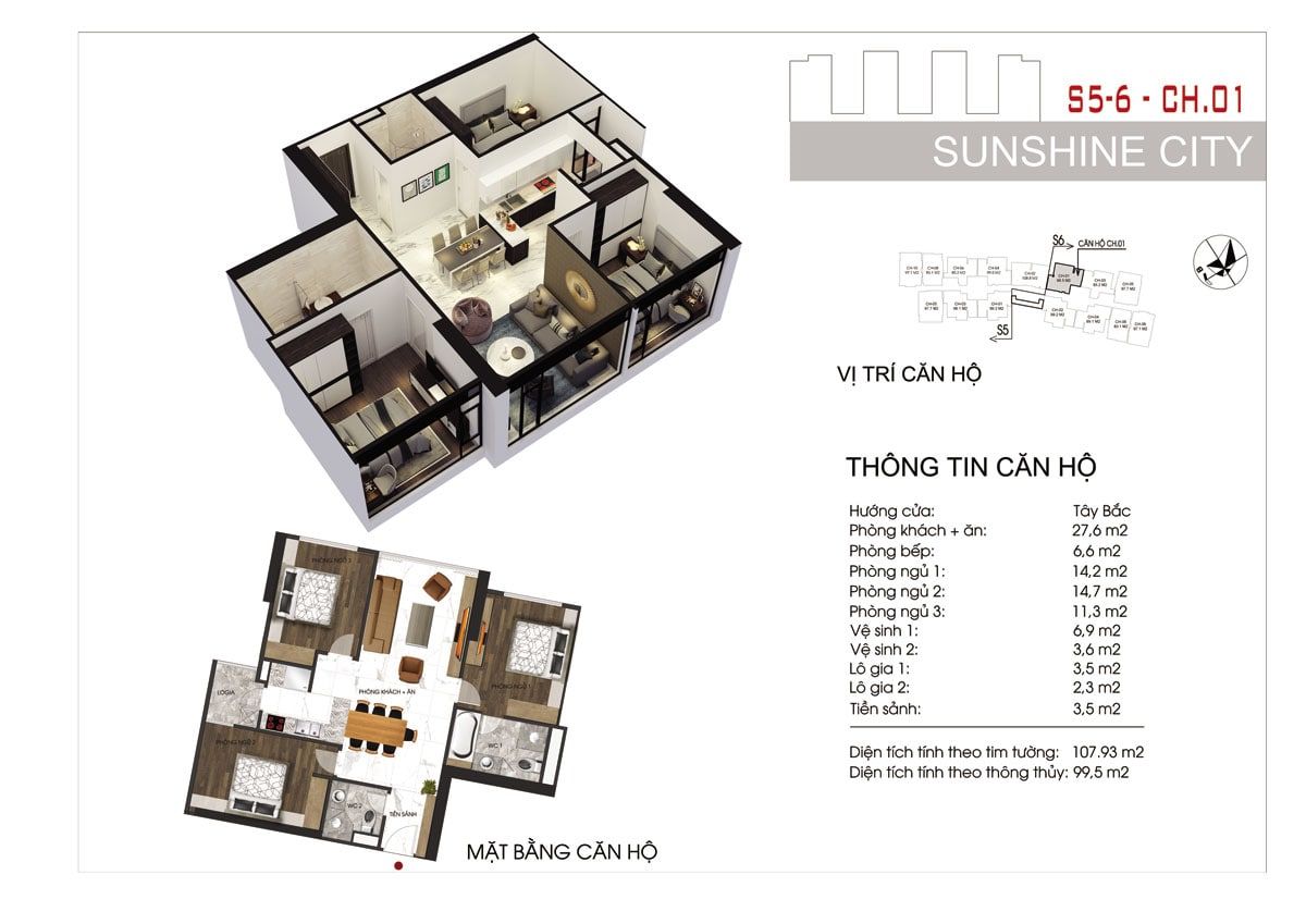 Thiết kế mẫu căn hộ dự án Chung cư Sunshine City Sài Gòn