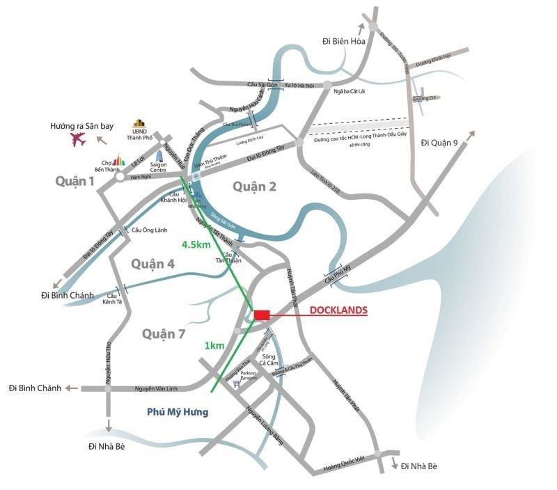 Chung cư Docklands Sài Gòn sở hữu vị trí giao thông thuận tiện