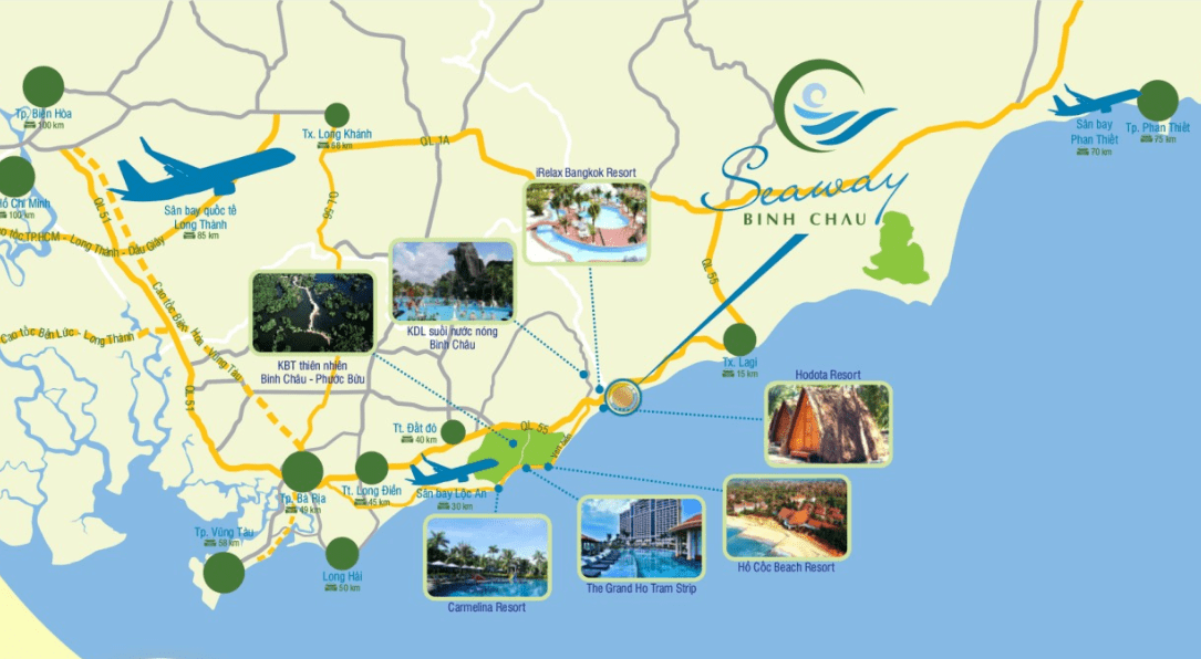 Khu đô thị Seaway Bình Châu nằm tại vị trí vô cùng thuận lợi 