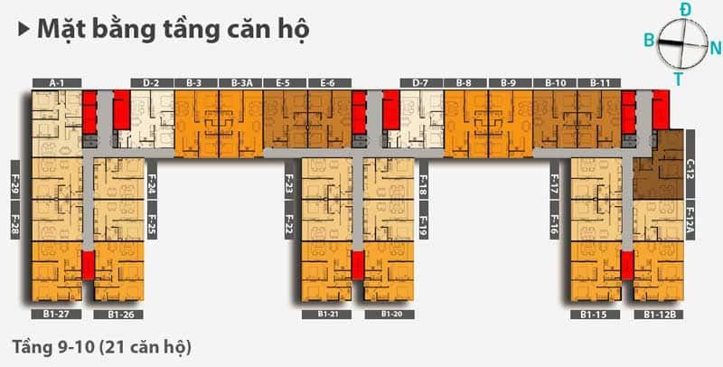 Mặt bằng căn hộ dự án Chung cư Charmington La Pointe