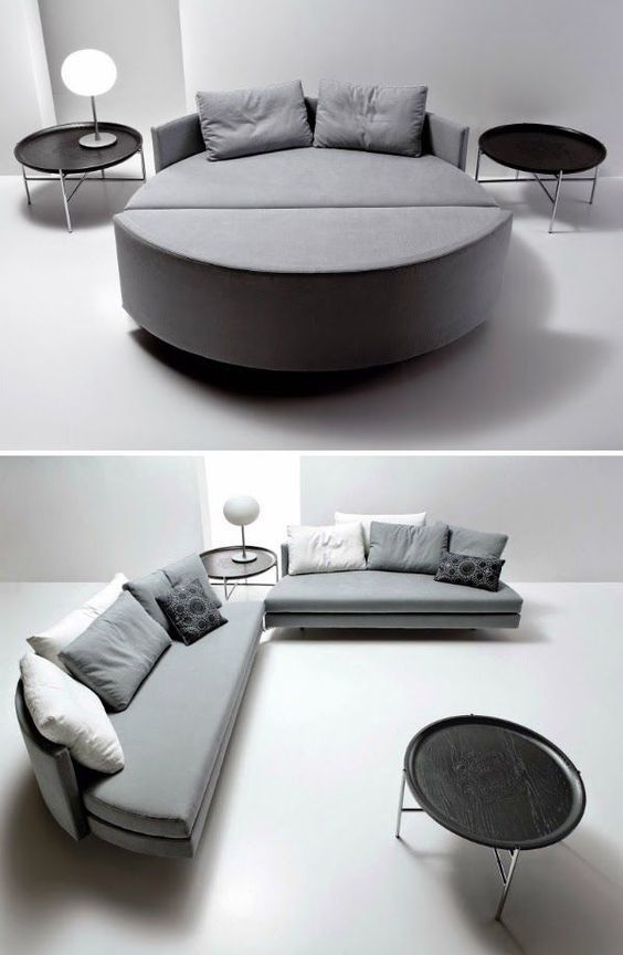 Một chiếc giường bọc nệm ấm cúng có thể biến thành hai chiếc ghế sofa thoáng mát, rất phù hợp cho căn hộ một phòng