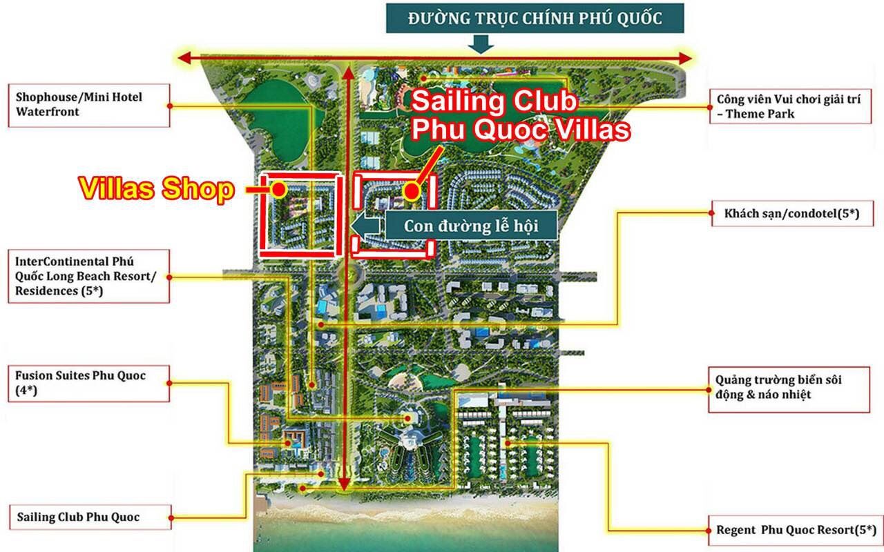 Sơ đồ tiện ích Khu biệt thự Sailing Club Villas Phú Quốc