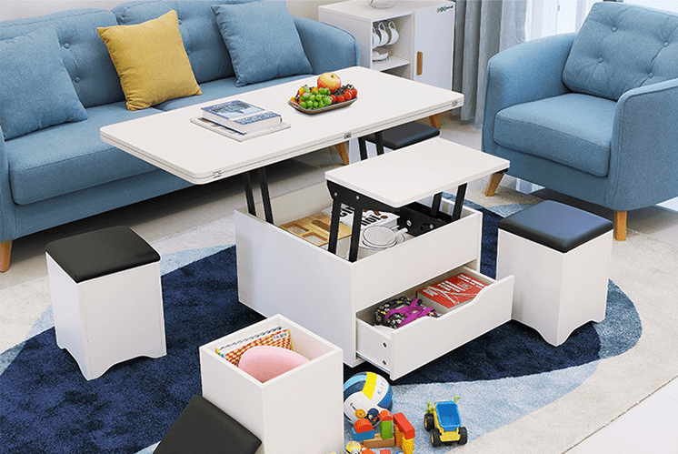 Thiết kế bàn trà thông minh phòng khách đem lại không gian căn phòng nhở trở nên tiện tích và ấn tượng
