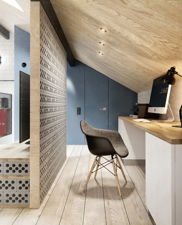 Thiết kế đơn giản bằng những đồ nội thất gỗ mộc mạc cũng mang tới một không gian làm việc tại nhà ấn tượng