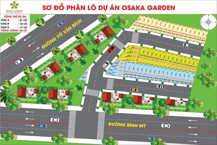 Mặt bằng phân lô dự án Osaka Garden Bình Mỹ