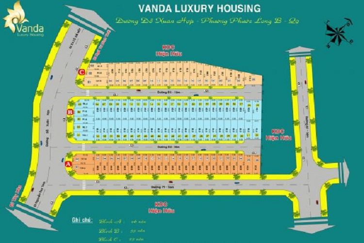 Mặt bằng phân lô dự án khu dân cư Vanda Luxury Housing