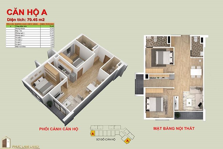 Thiết kế căn hộ A hiện đại, sang trọng dự án chung cư Đồi T5