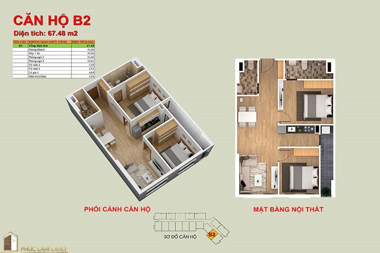 Thiết kế căn hộ B2 hiện đại, sang trọng dự án chung cư Đồi T5