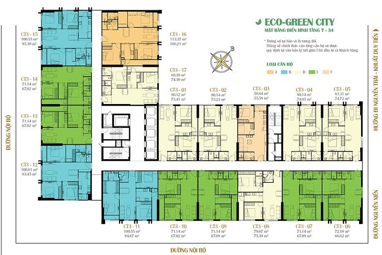 Mặt bằng căn hộ CT4 dự án chung cư Eco Green City