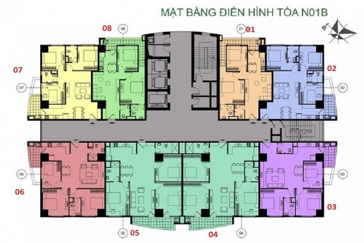 Mặt bằng tòa N01B dự án chung cư K35 Tân Mai