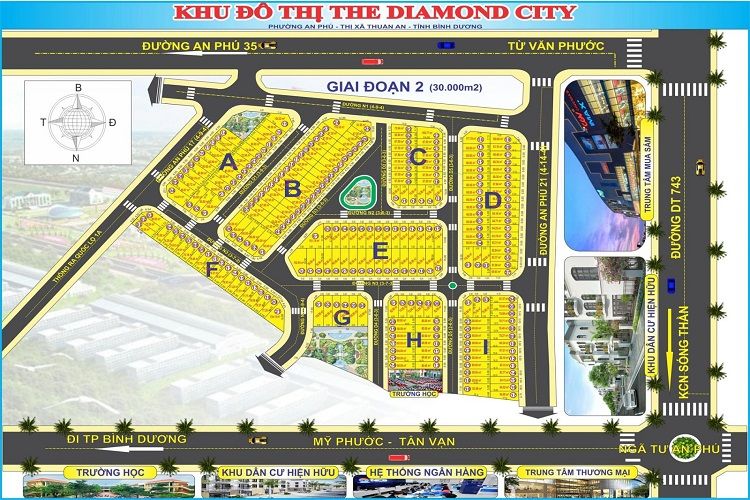 Mặt bằng tổng thể dự án khu đô thị The Diamond City Thuận An