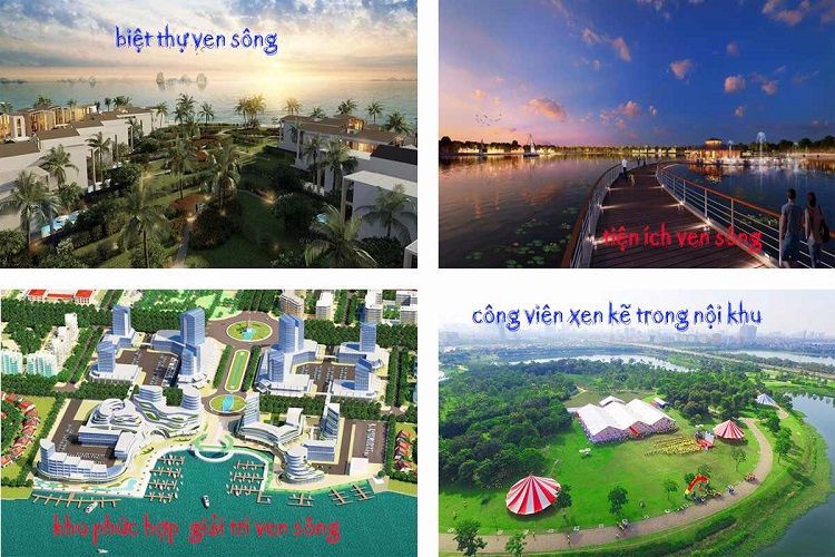 Đường dạo và biệt thự ven sông dự án khu đô thị Long Thành New City