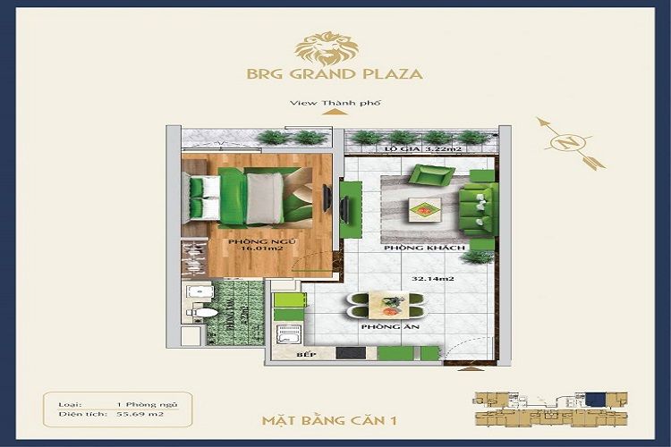 Mặt bằng tầng căn hộ 01 dự án BRG Grand Plaza