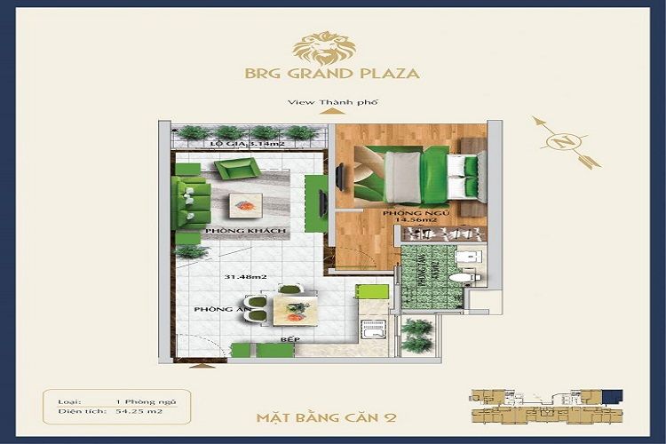 Mặt bằng tầng căn hộ 02 dự án BRG Grand Plaza